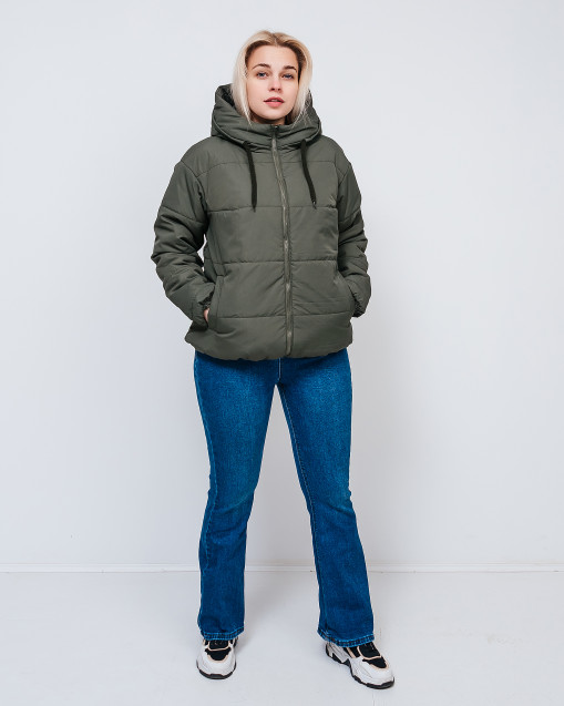 Зимова жіноча куртка зеленого кольору Тахо батал